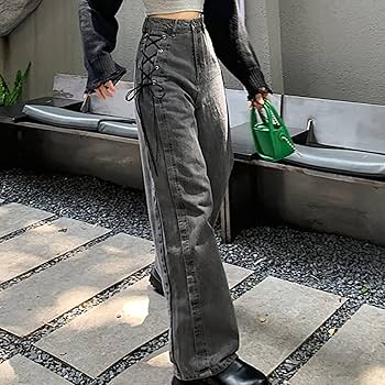 Amazon.co.jp: 女性フレアジーンズサイドドローストリングレース